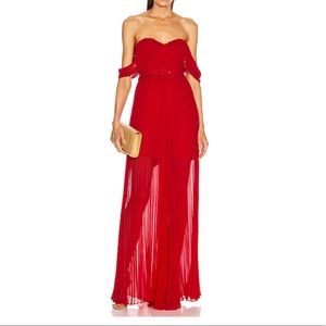 Self Portrait Red Off Shoulder Jumpsuit